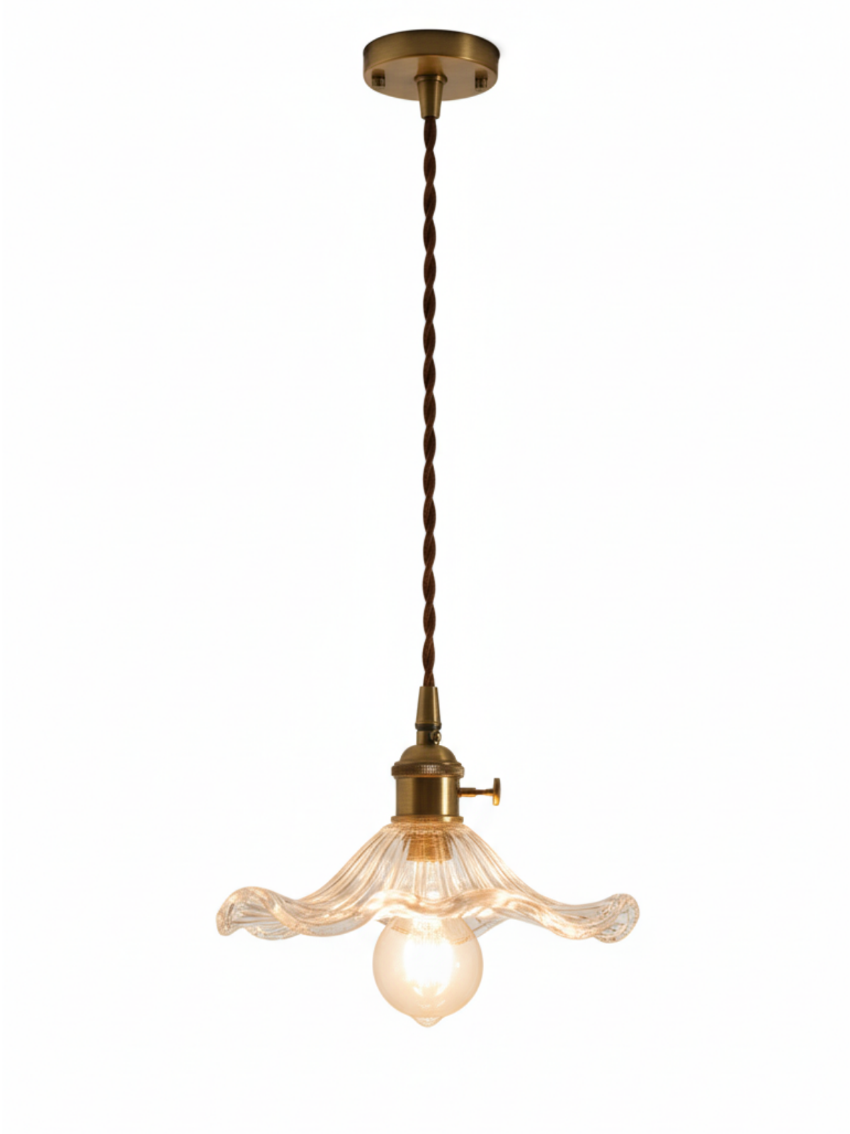 Vintage Orange Hibiscus Glass Pendant