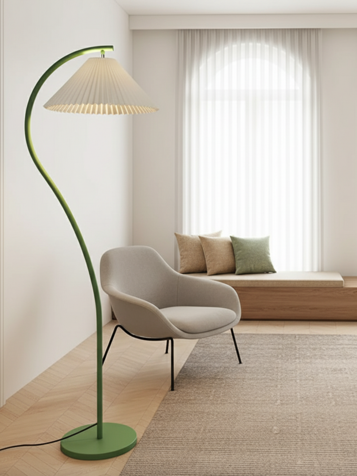Modern Wood Curve Floor Lamp