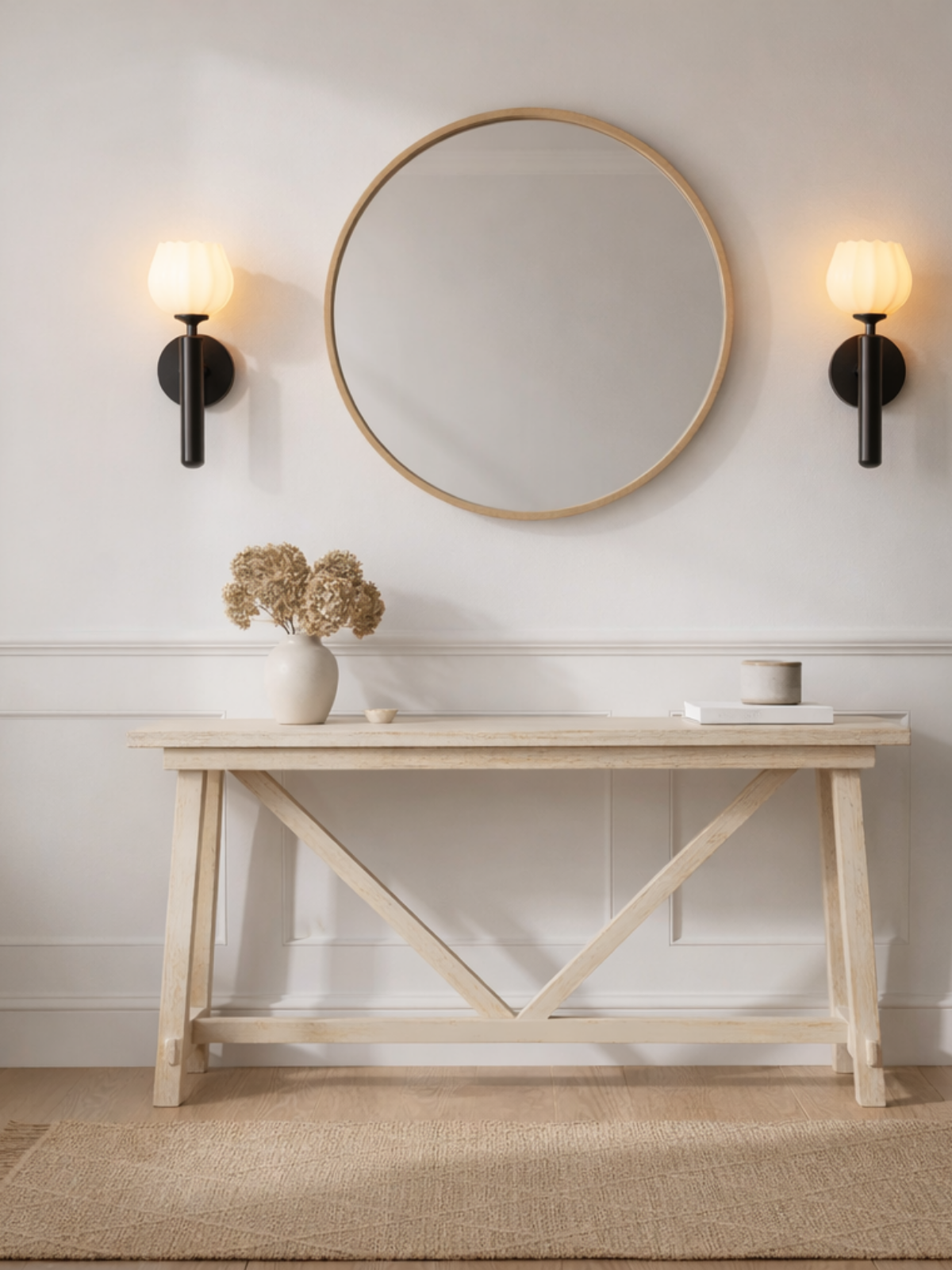 Brass Alabaster Floral Wall Sconce Light