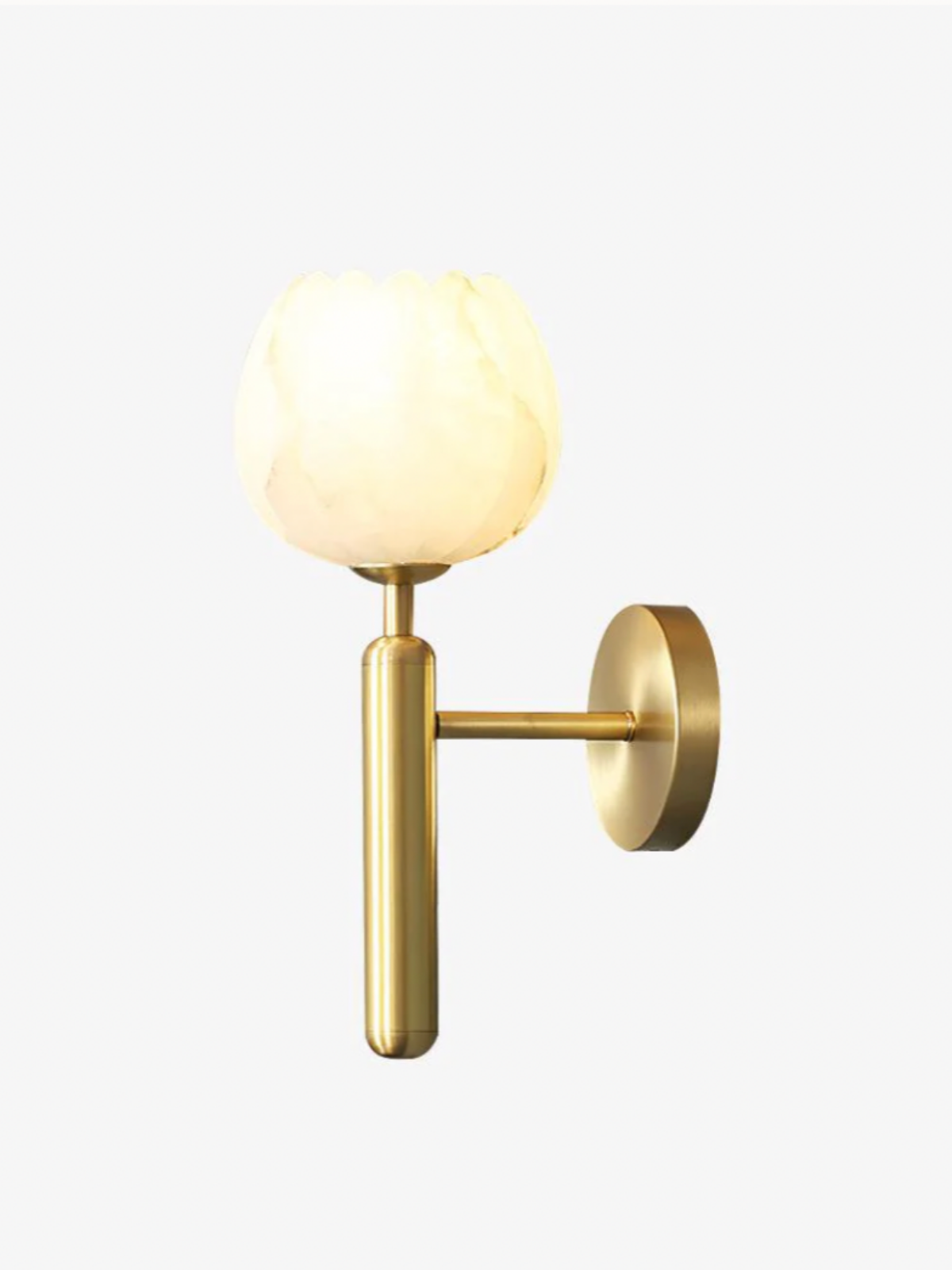 Brass Alabaster Floral Wall Sconce Light