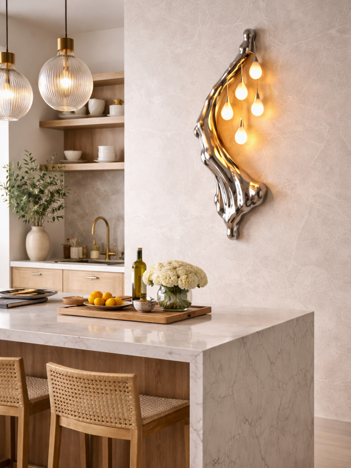 Liquid Chrome Cascade Wall Lamp – Modern Sculptural LED Lighting