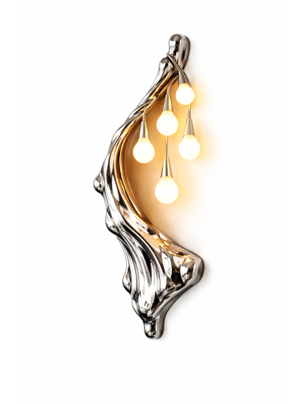 Liquid Chrome Cascade Wall Lamp – Modern Sculptural LED Lighting