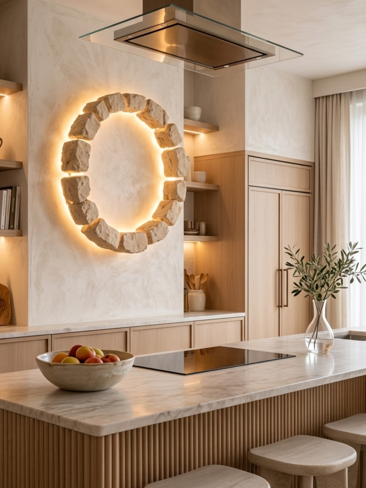 Floating Stone Halo Light – Sculptural Luxury Wall Lamp