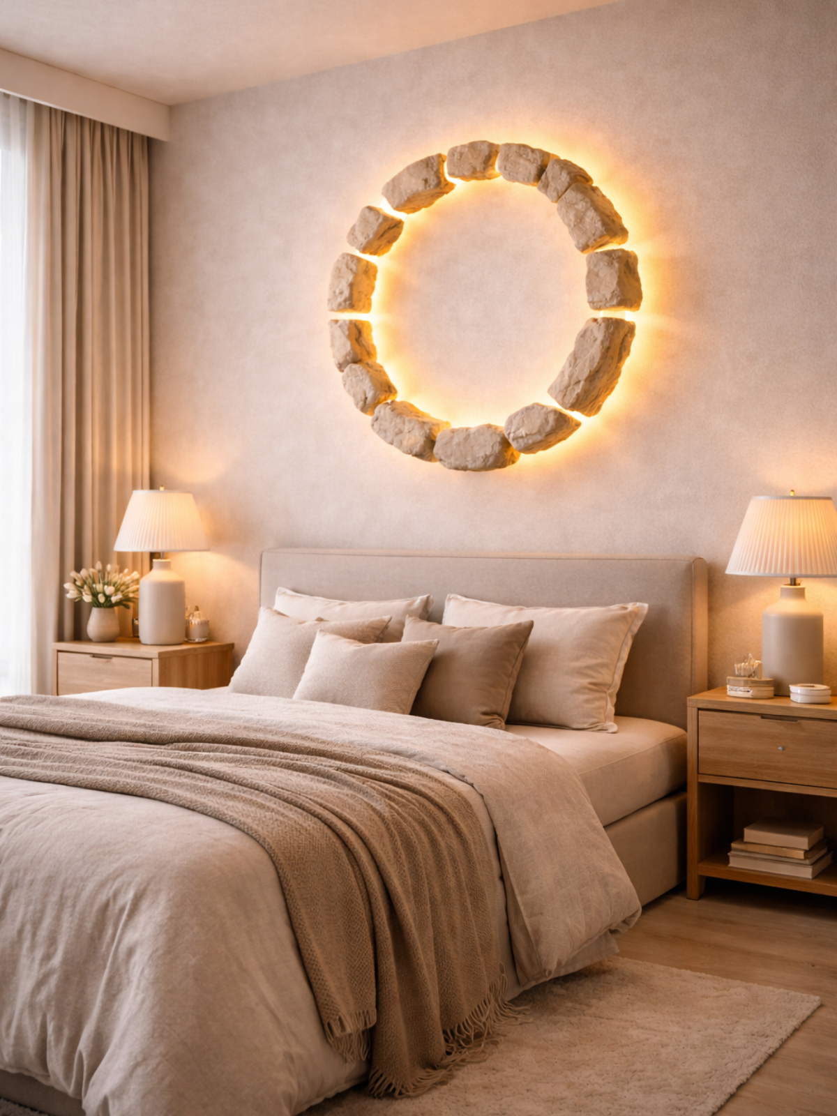 Floating Stone Halo Light – Sculptural Luxury Wall Lamp