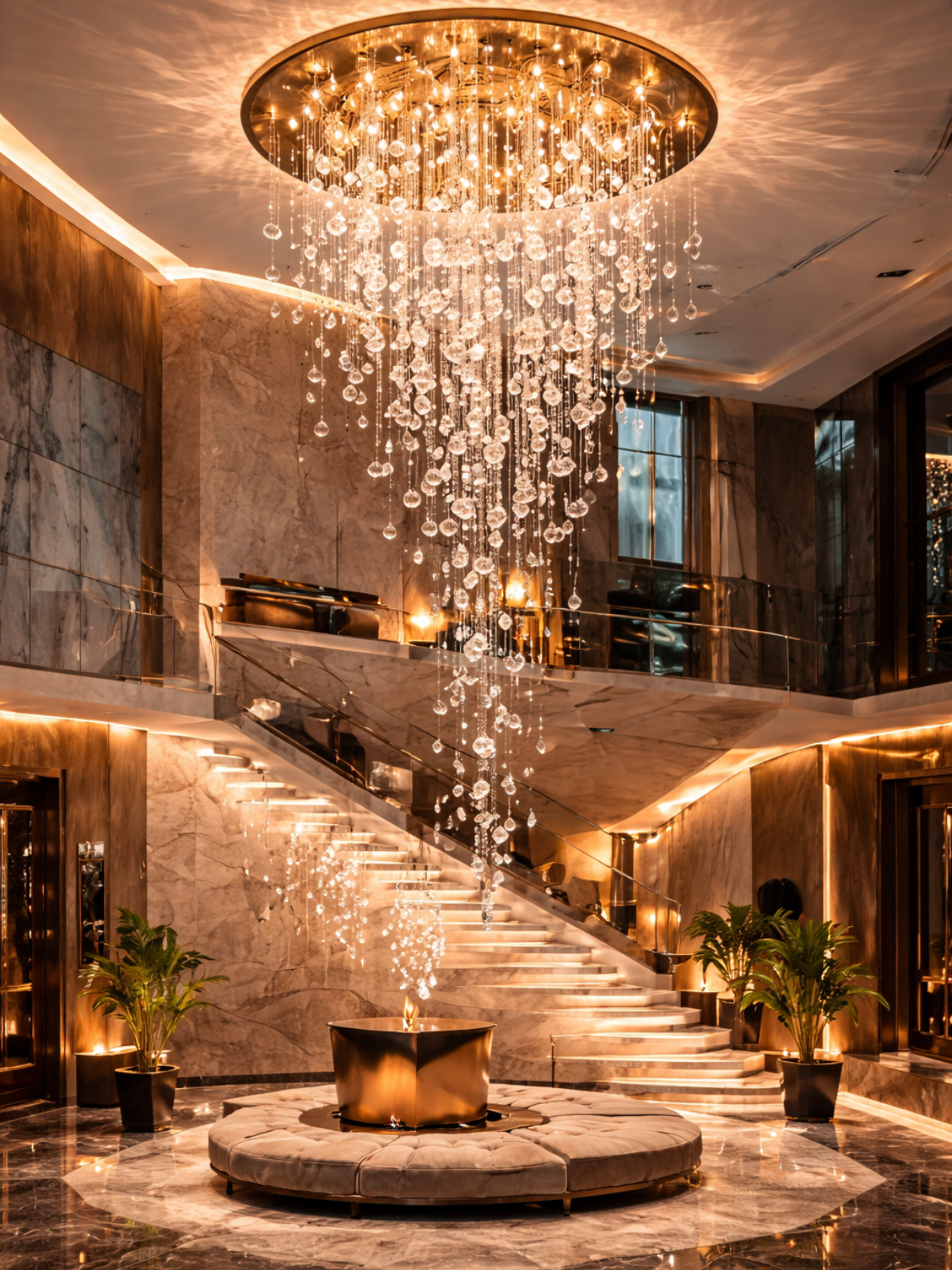 Suspended Glass Rain Ceiling Light – Luxury Crystal Cascade Chandelier