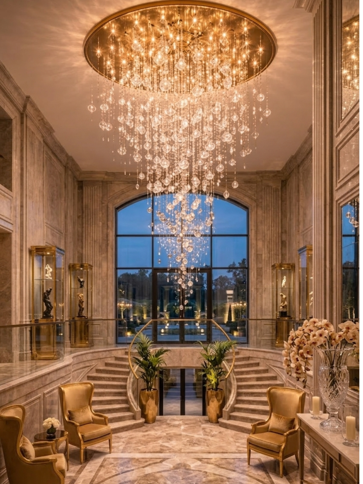 Suspended Glass Rain Ceiling Light – Luxury Crystal Cascade Chandelier
