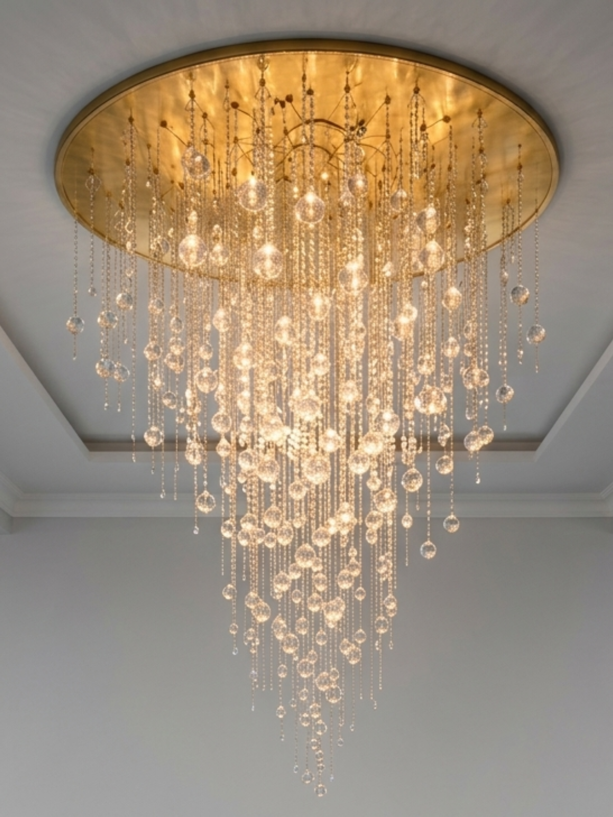 Suspended Glass Rain Ceiling Light – Luxury Crystal Cascade Chandelier