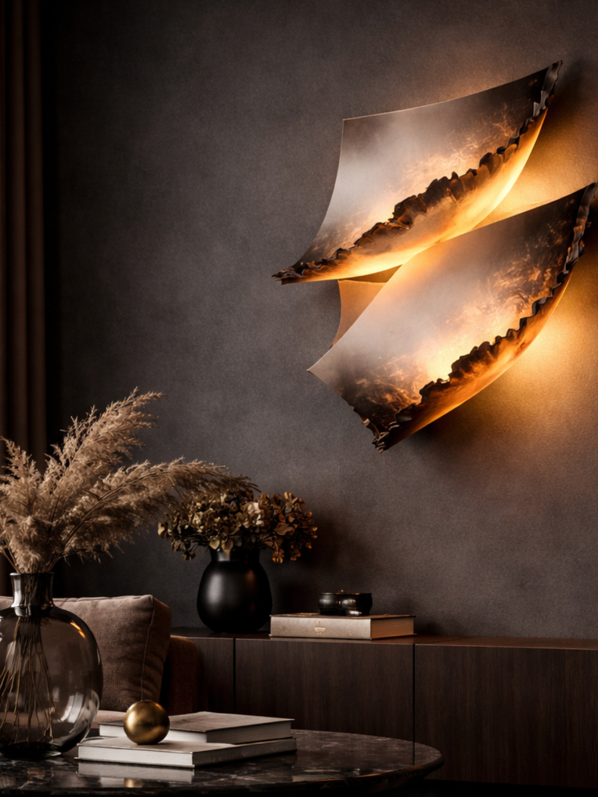 Burning Paper Wall Light – Sculptural Flame-Inspired Wall Sconce