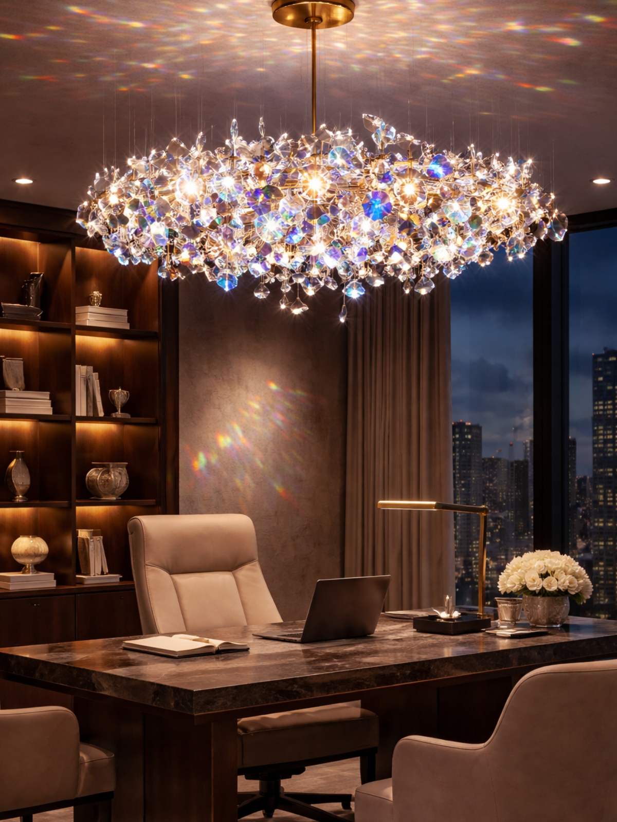 Fractured Prism Chandelier – Luxury Rainbow Crystal Statement Light