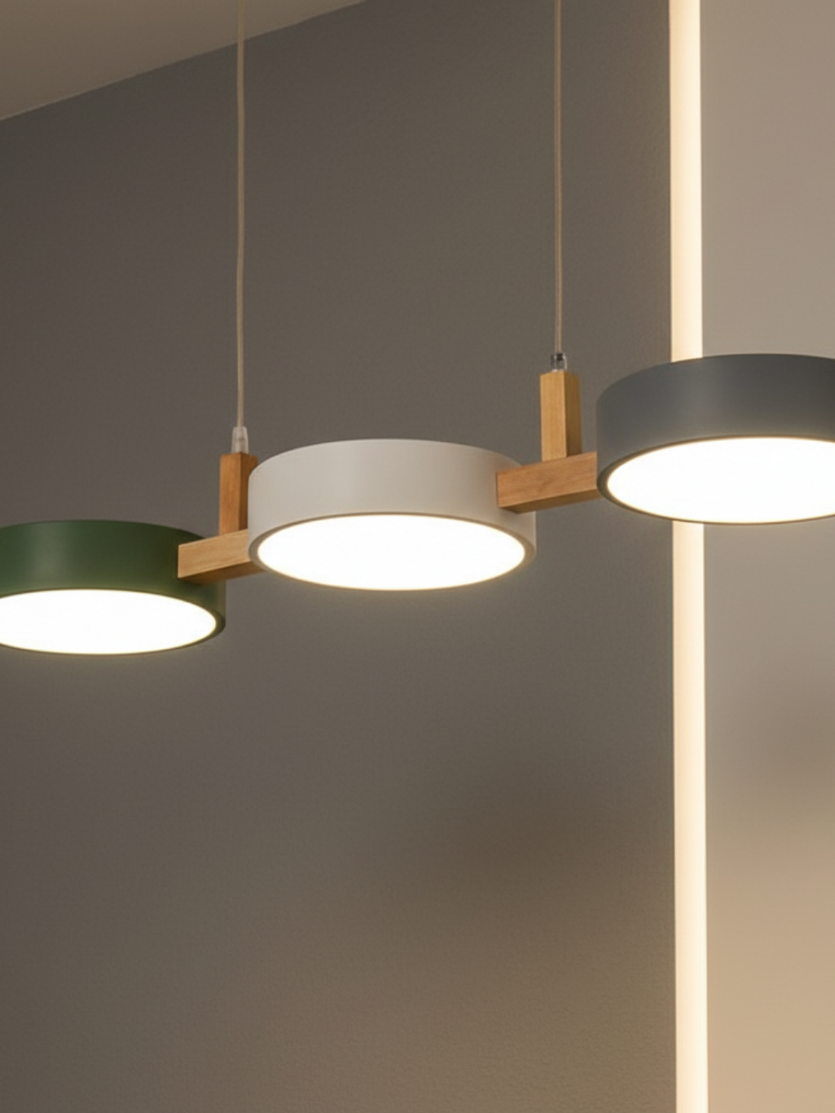 Modern LED Flush Mount Ceiling Light (Wood Accent)