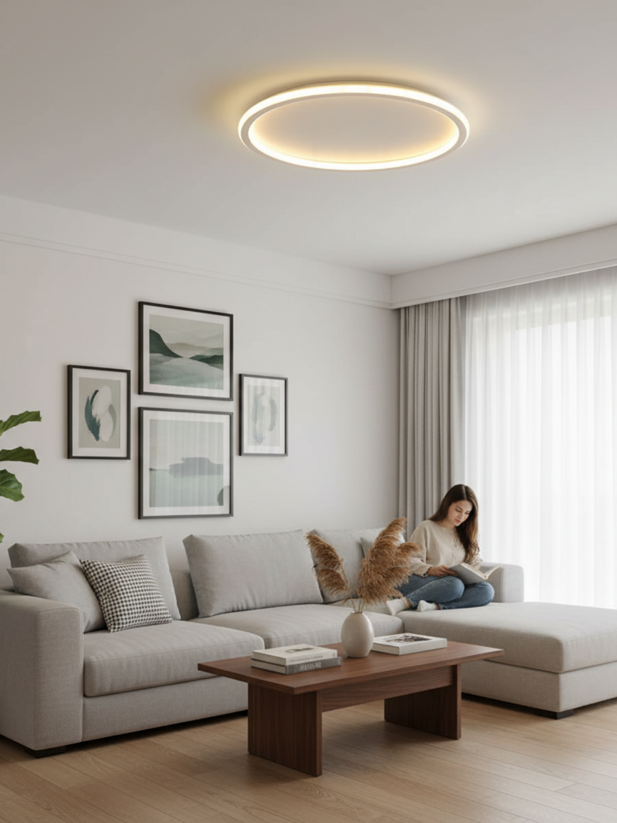 Scandinavian Round Flush Mount Ceiling Light