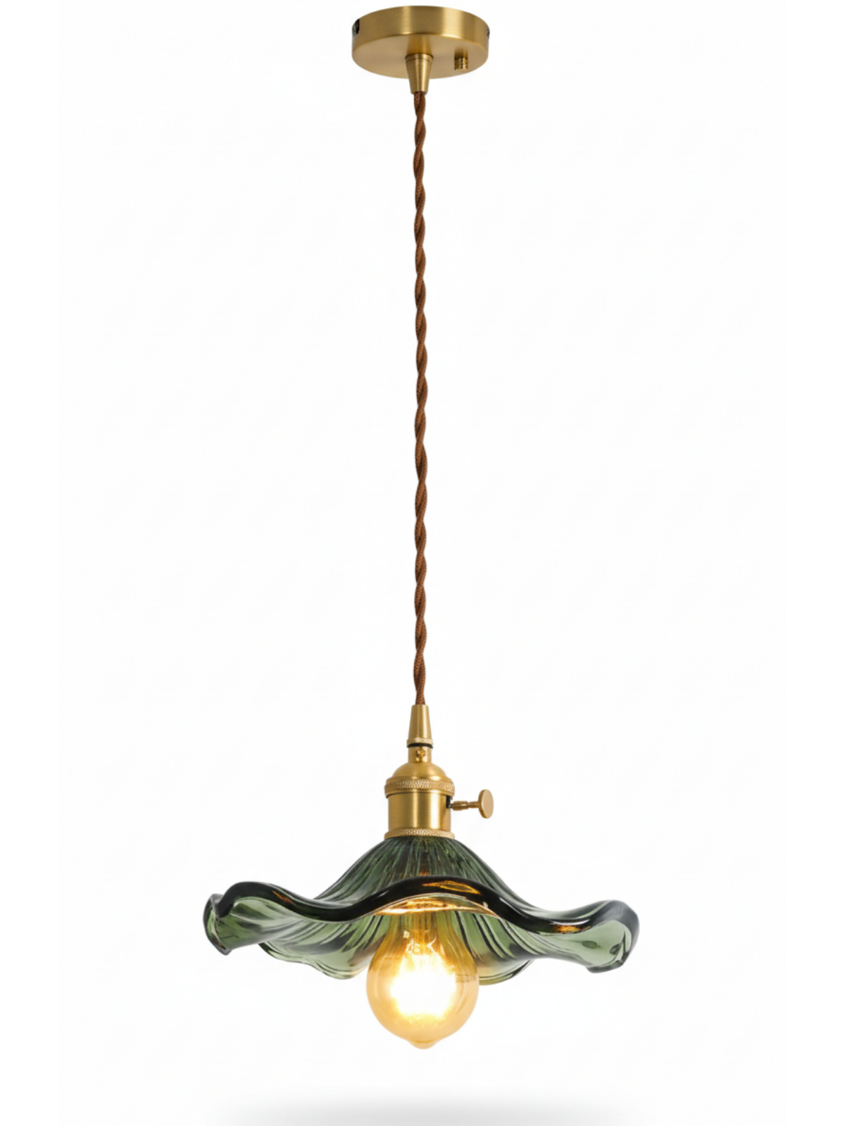 Vintage Orange Hibiscus Glass Pendant