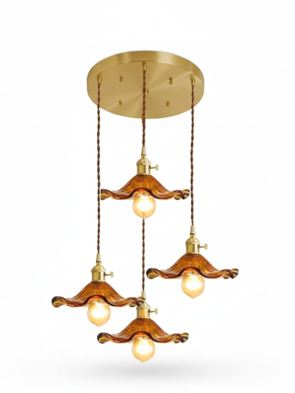 Vintage Orange Hibiscus Glass Pendant