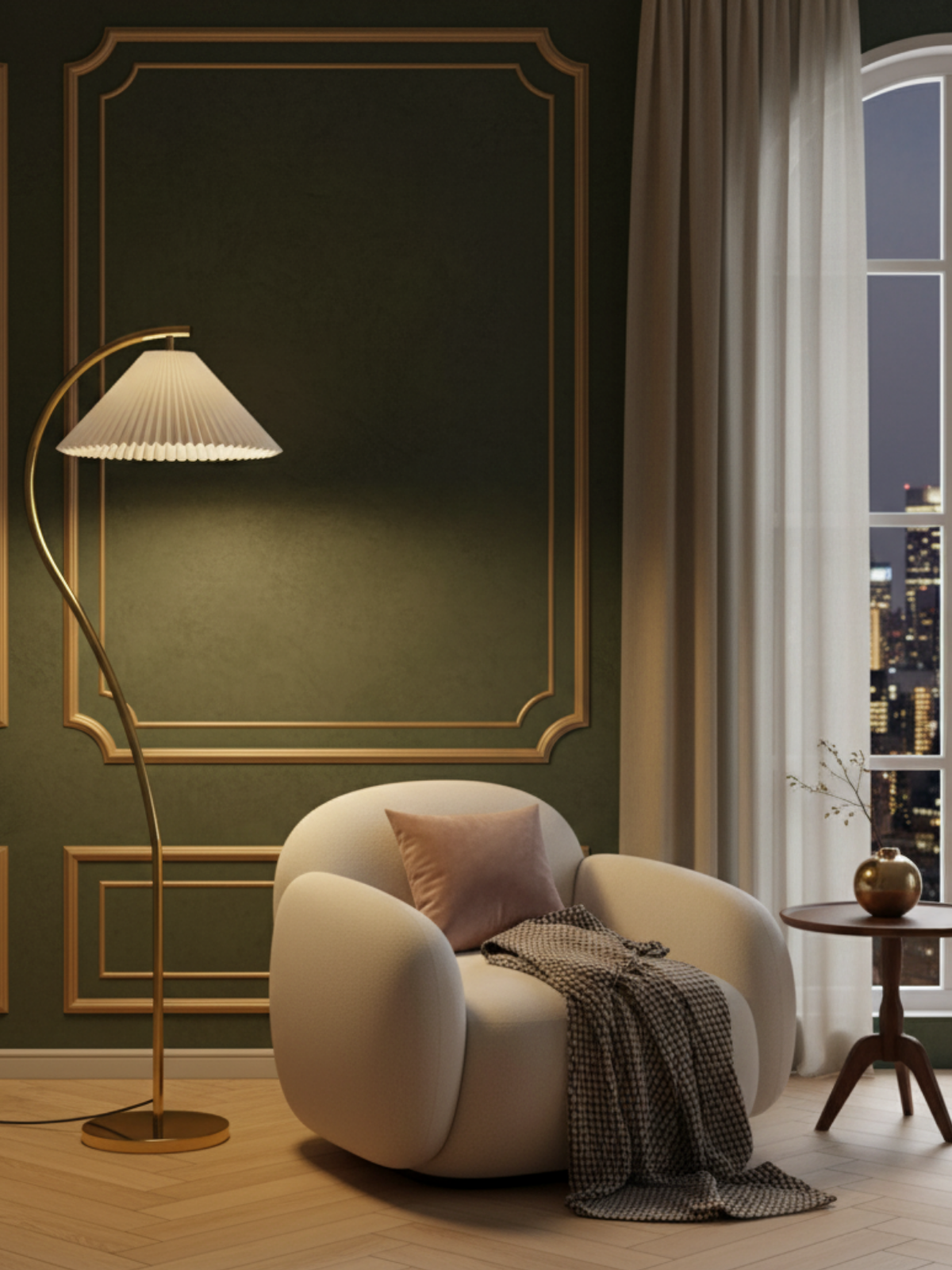 Modern Wood Curve Floor Lamp