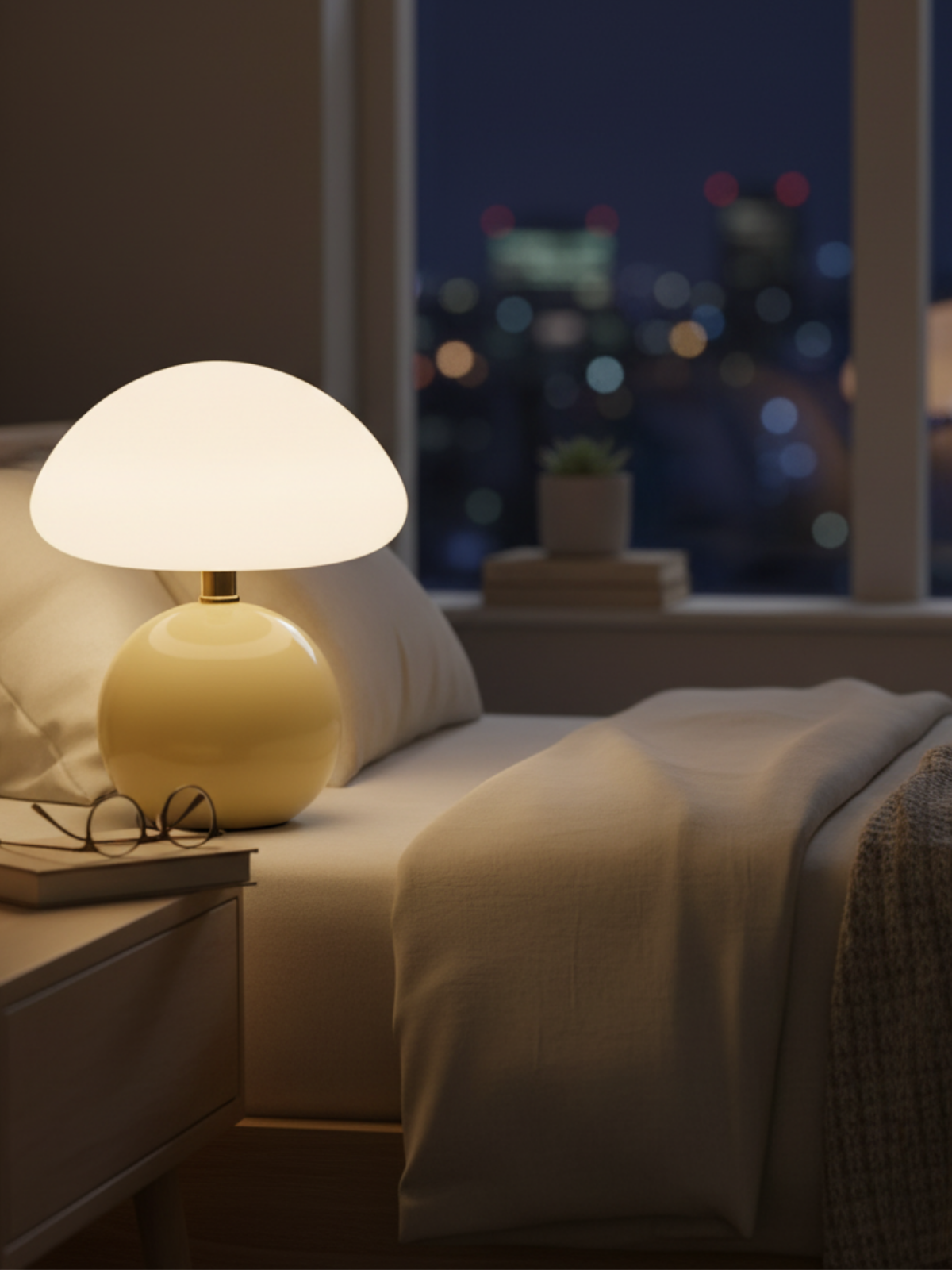 French Cream Mushroom Lamp – Whimsical Bauhaus Accent