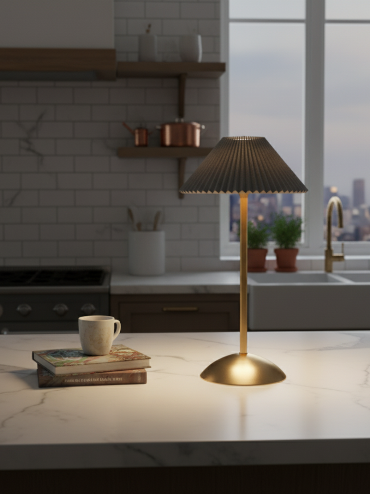 Soft Scandinavian Pleated Table Lamp