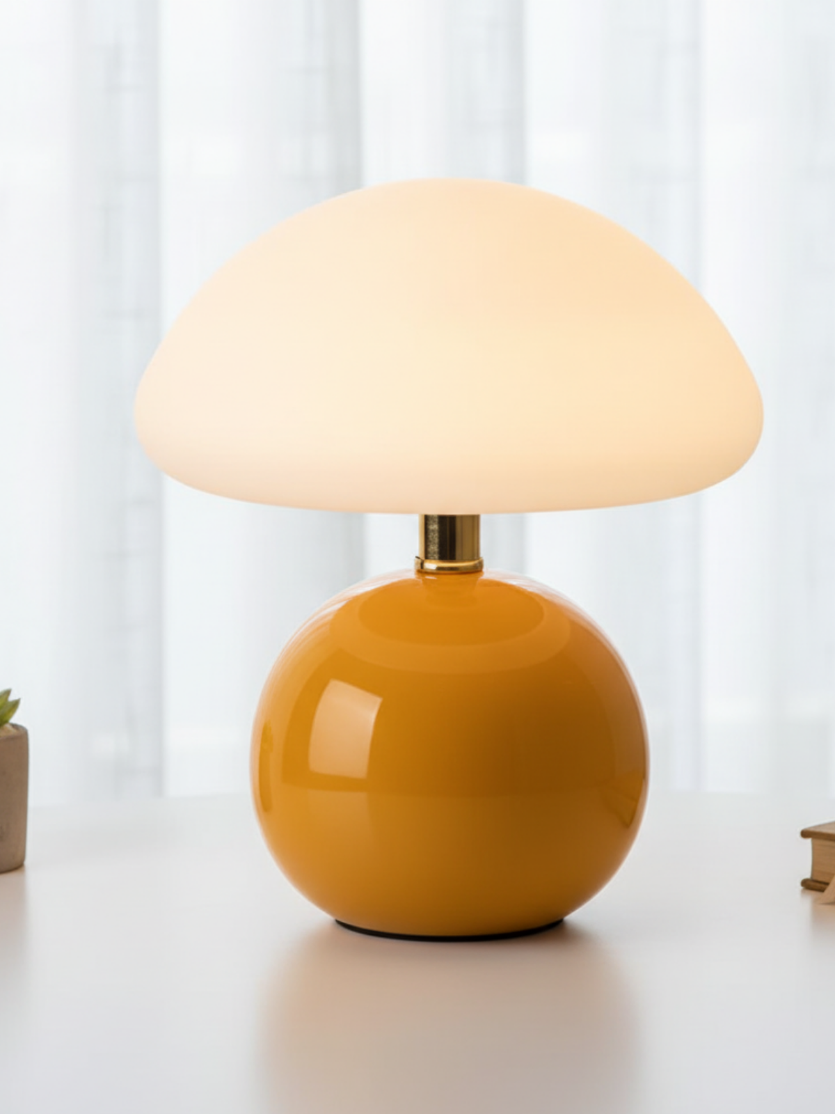 French Cream Mushroom Lamp – Whimsical Bauhaus Accent