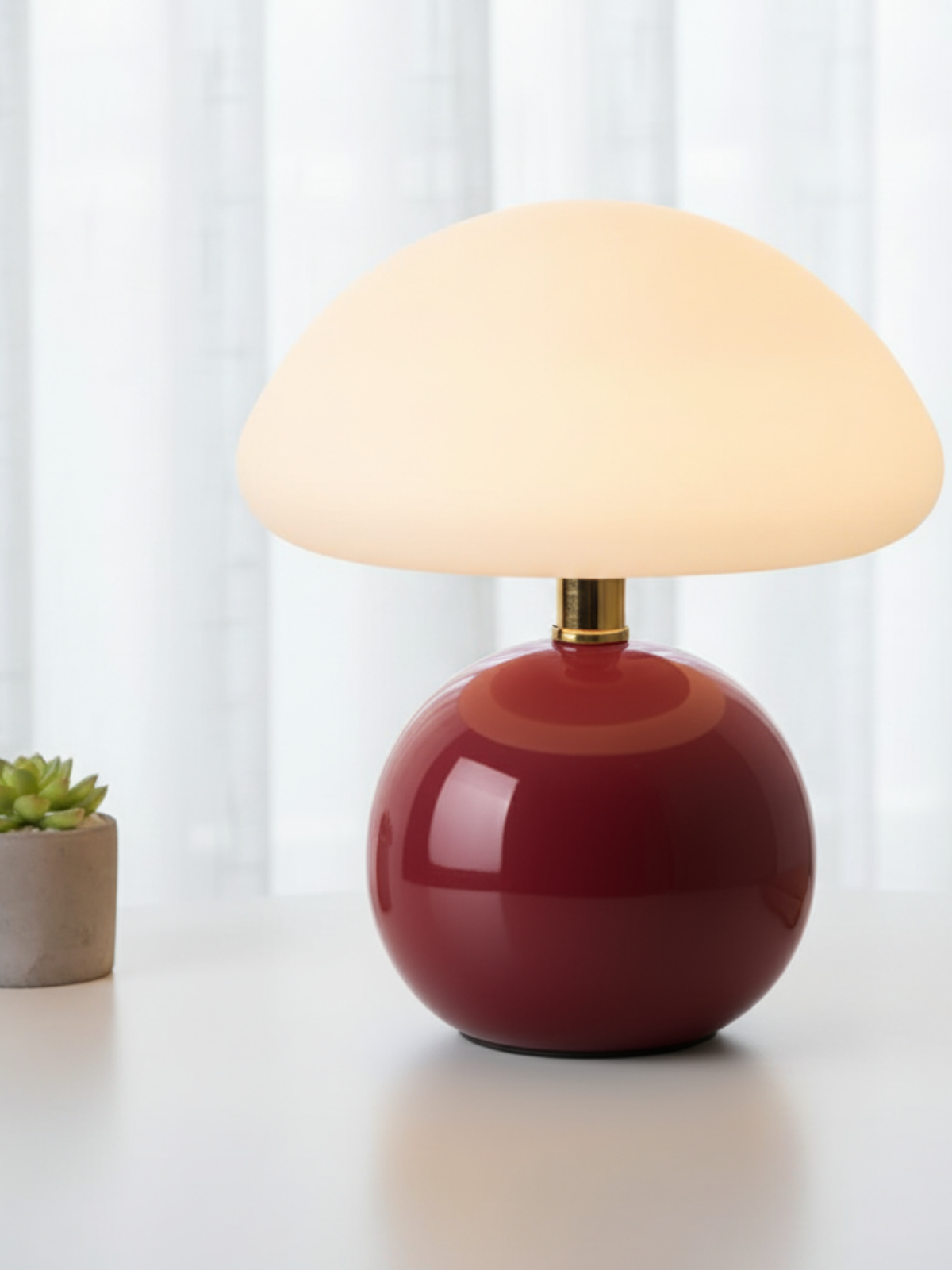 French Cream Mushroom Lamp – Whimsical Bauhaus Accent