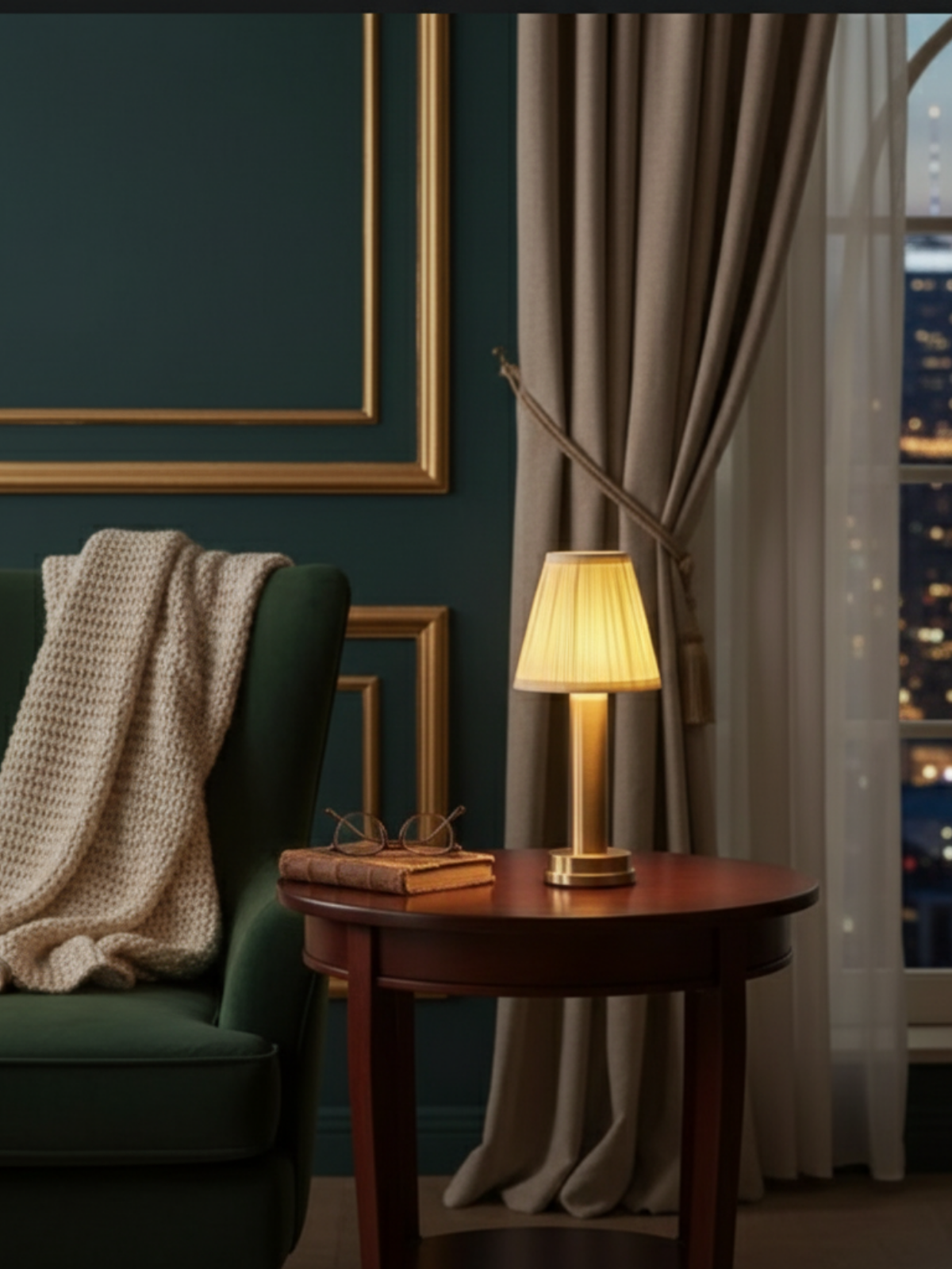 Cordless Brass Accent Table Lamp