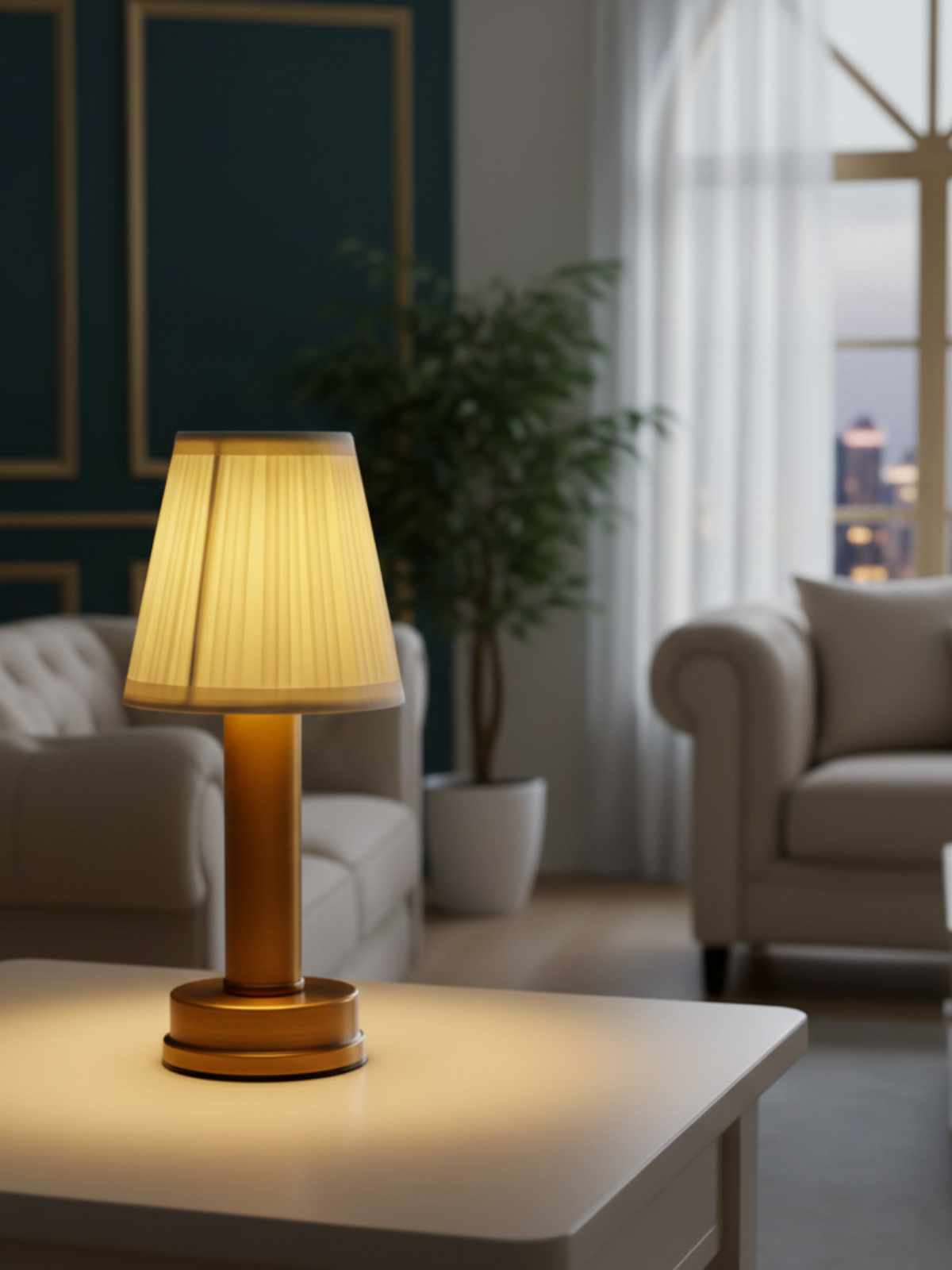 Cordless Brass Accent Table Lamp
