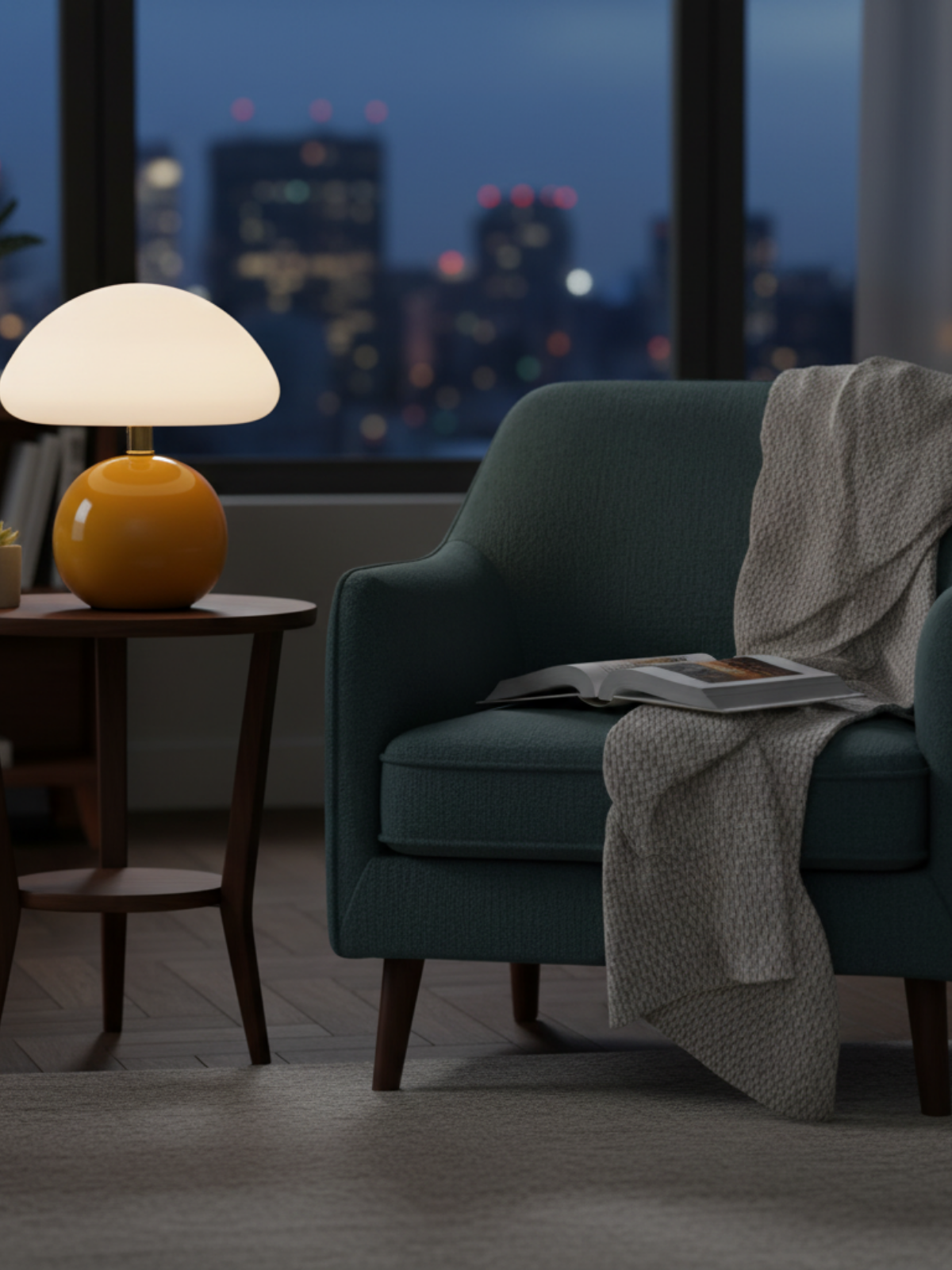 French Cream Mushroom Lamp – Whimsical Bauhaus Accent