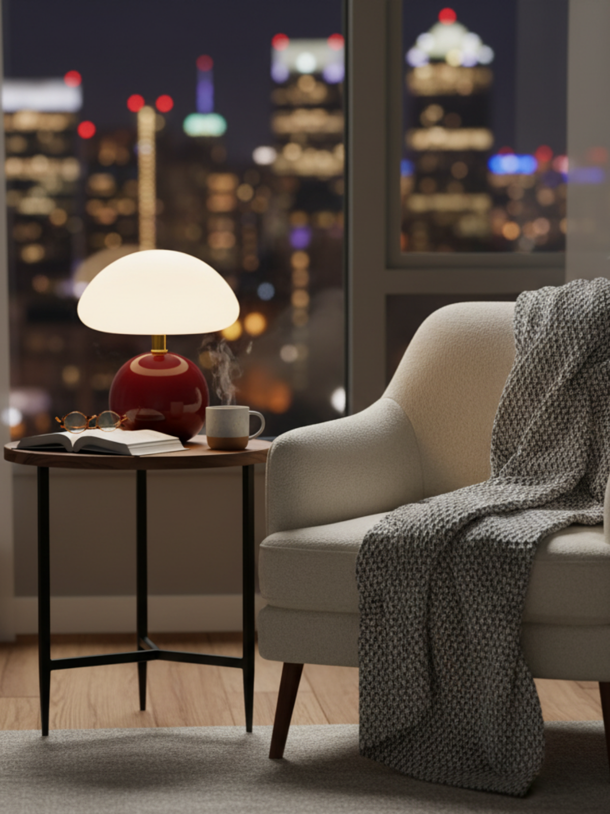 French Cream Mushroom Lamp – Whimsical Bauhaus Accent