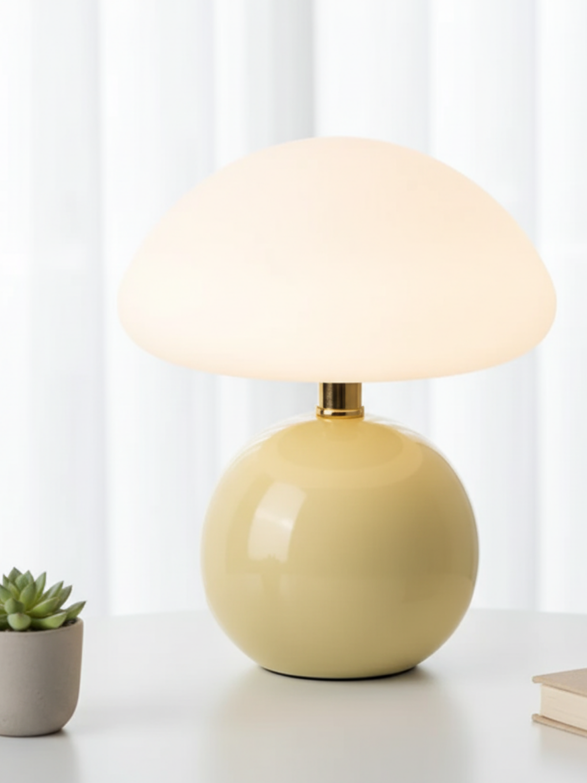 French Cream Mushroom Lamp – Whimsical Bauhaus Accent