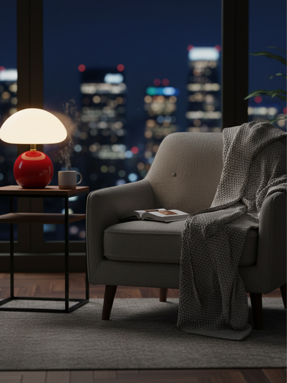 French Cream Mushroom Lamp – Whimsical Bauhaus Accent