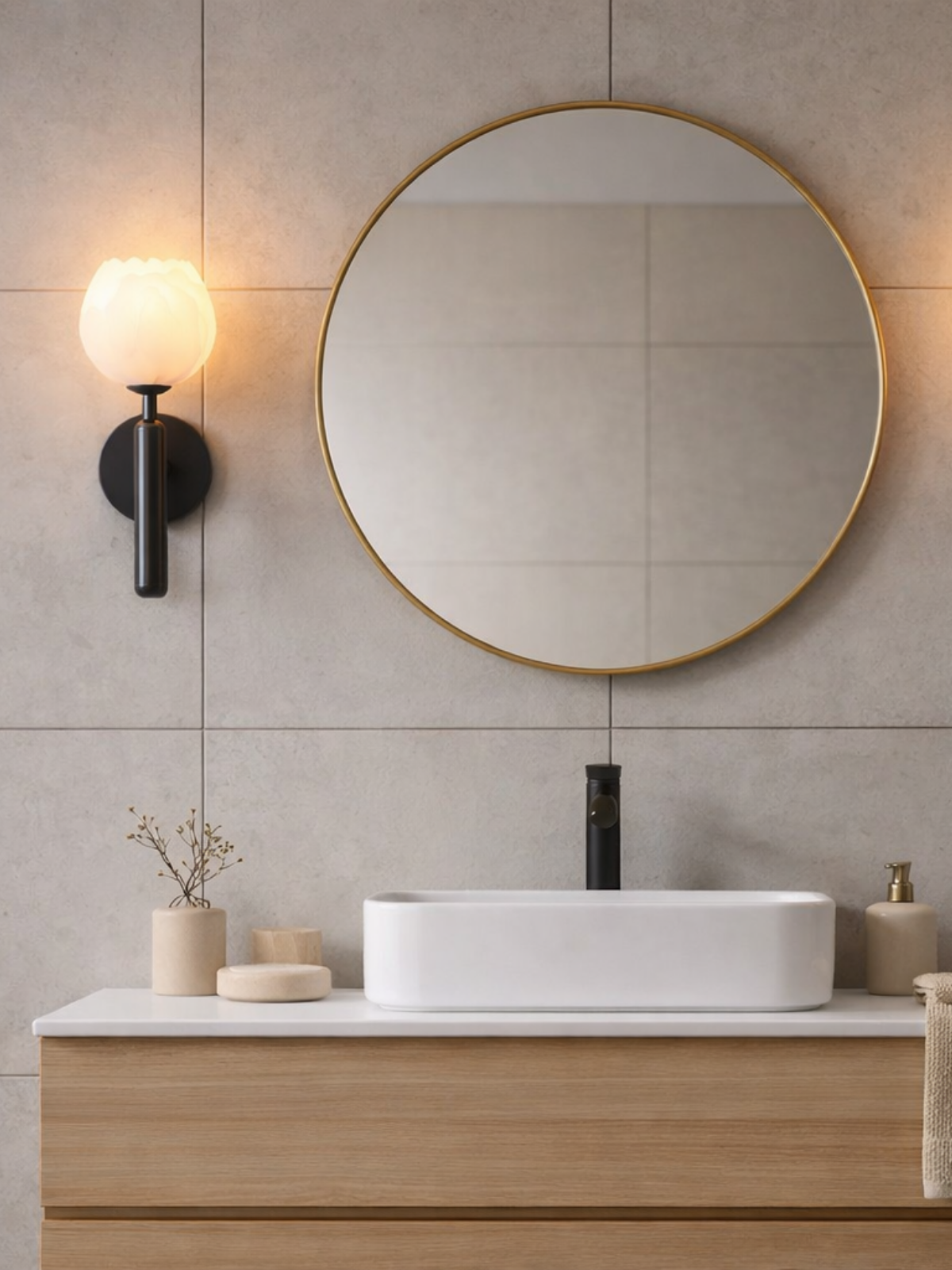 Brass Alabaster Floral Wall Sconce Light