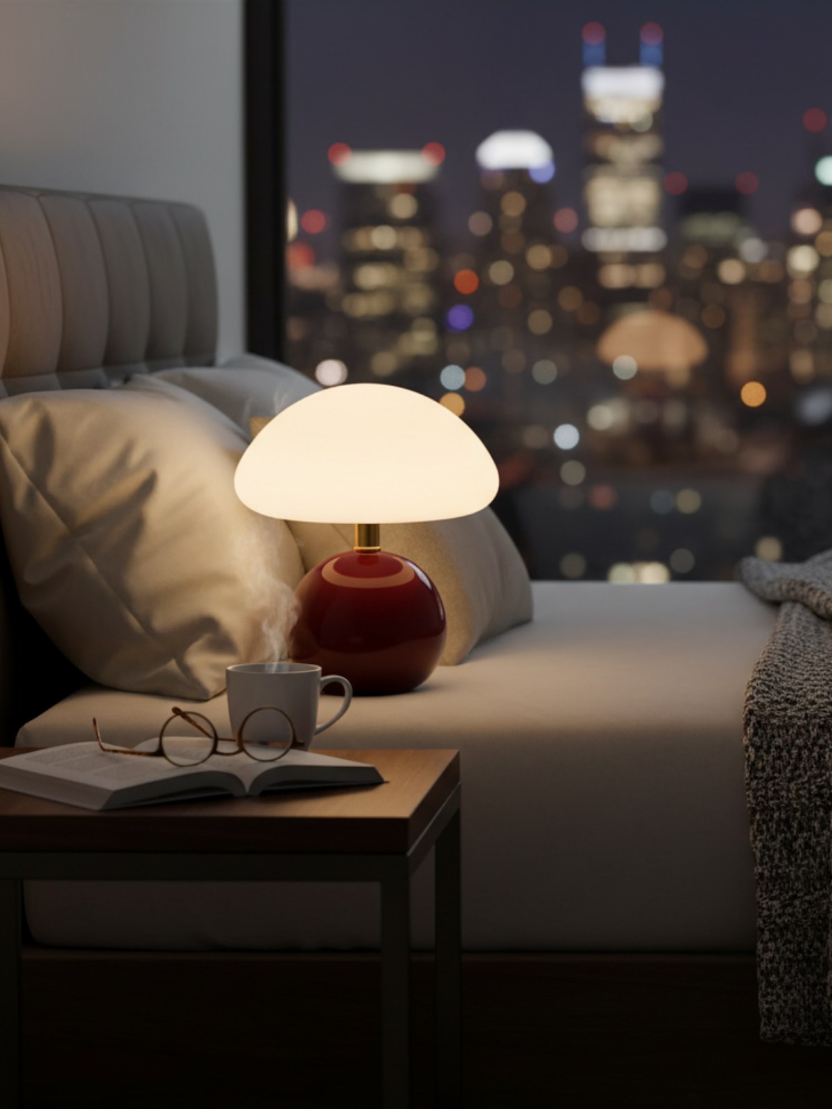 French Cream Mushroom Lamp – Whimsical Bauhaus Accent