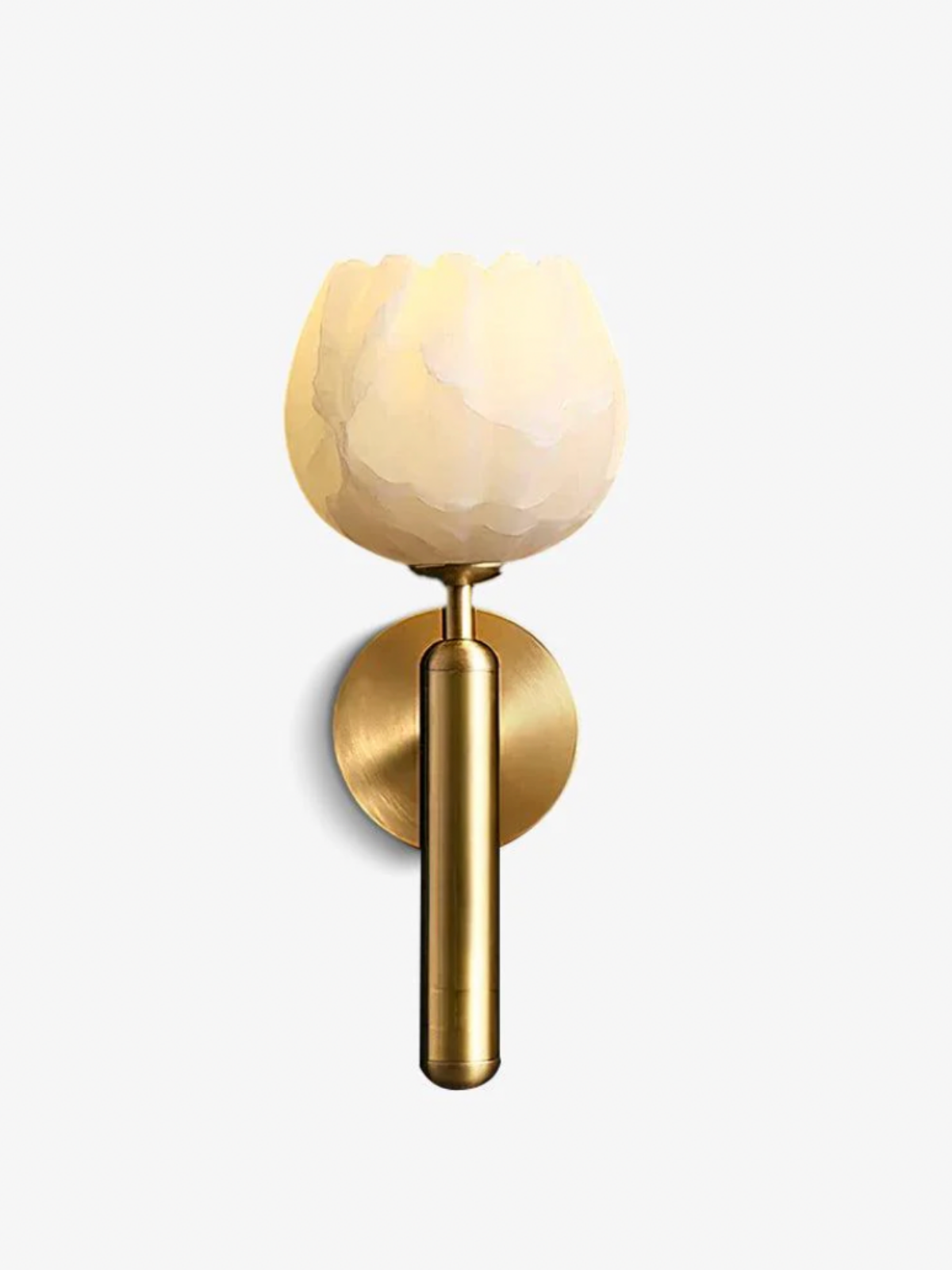 Brass Alabaster Floral Wall Sconce Light