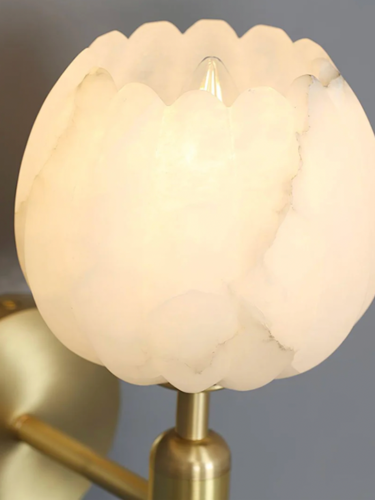 Brass Alabaster Floral Wall Sconce Light