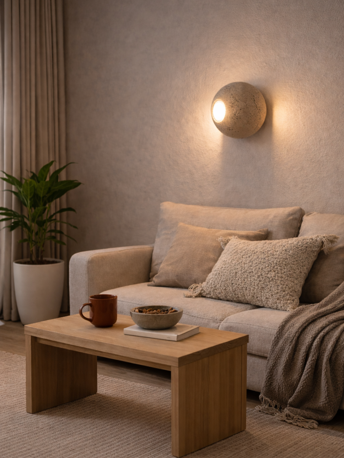 Natural Limestone Wall Lamp
