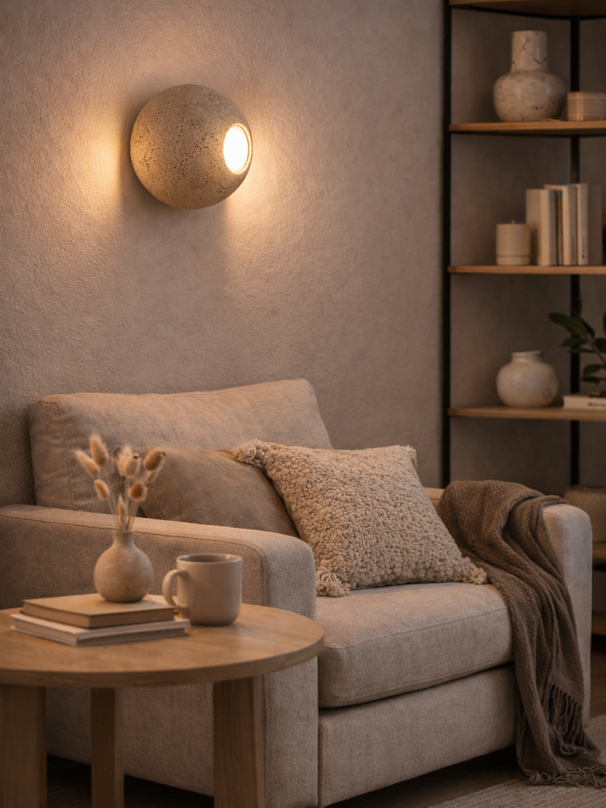 Natural Limestone Wall Lamp