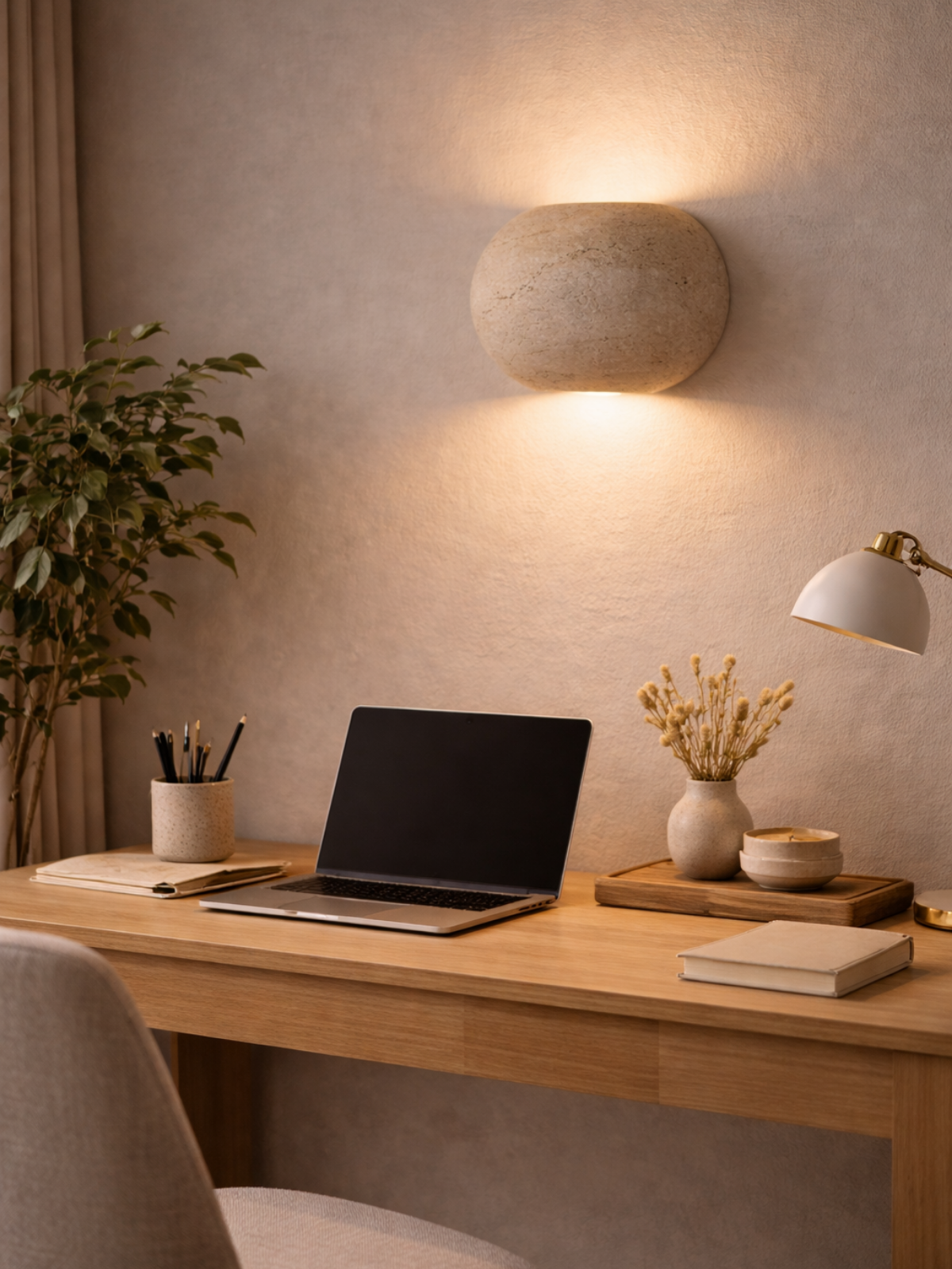 Natural Limestone Wall Lamp