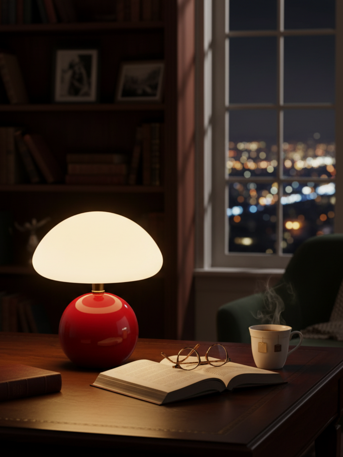 French Cream Mushroom Lamp – Whimsical Bauhaus Accent