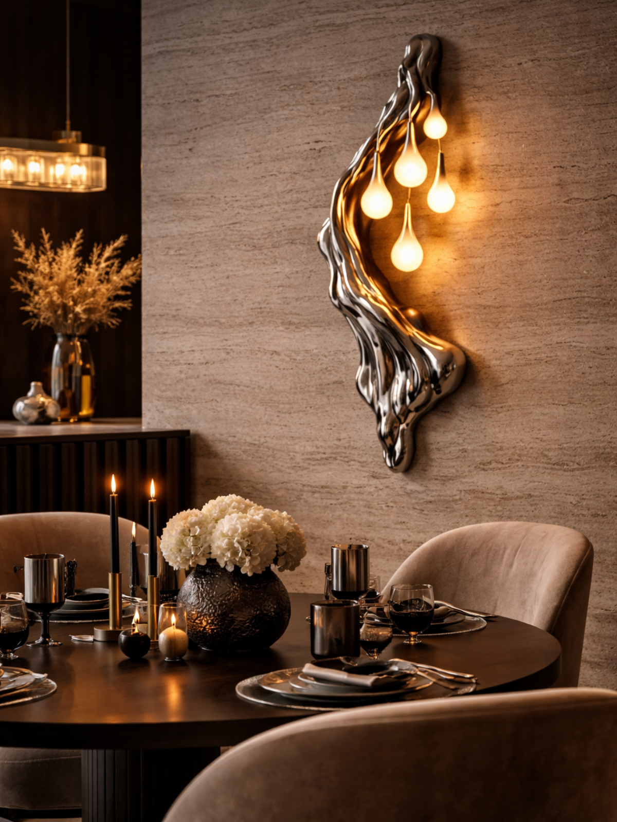 Liquid Chrome Cascade Wall Lamp – Modern Sculptural LED Lighting