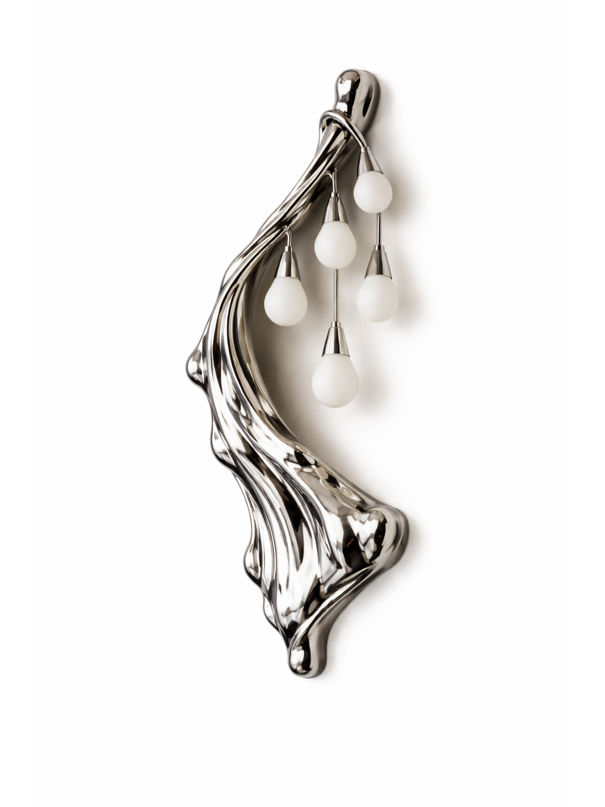 Liquid Chrome Cascade Wall Lamp – Modern Sculptural LED Lighting