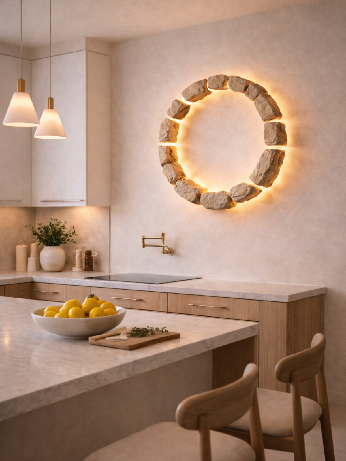 Floating Stone Halo Light – Sculptural Luxury Wall Lamp