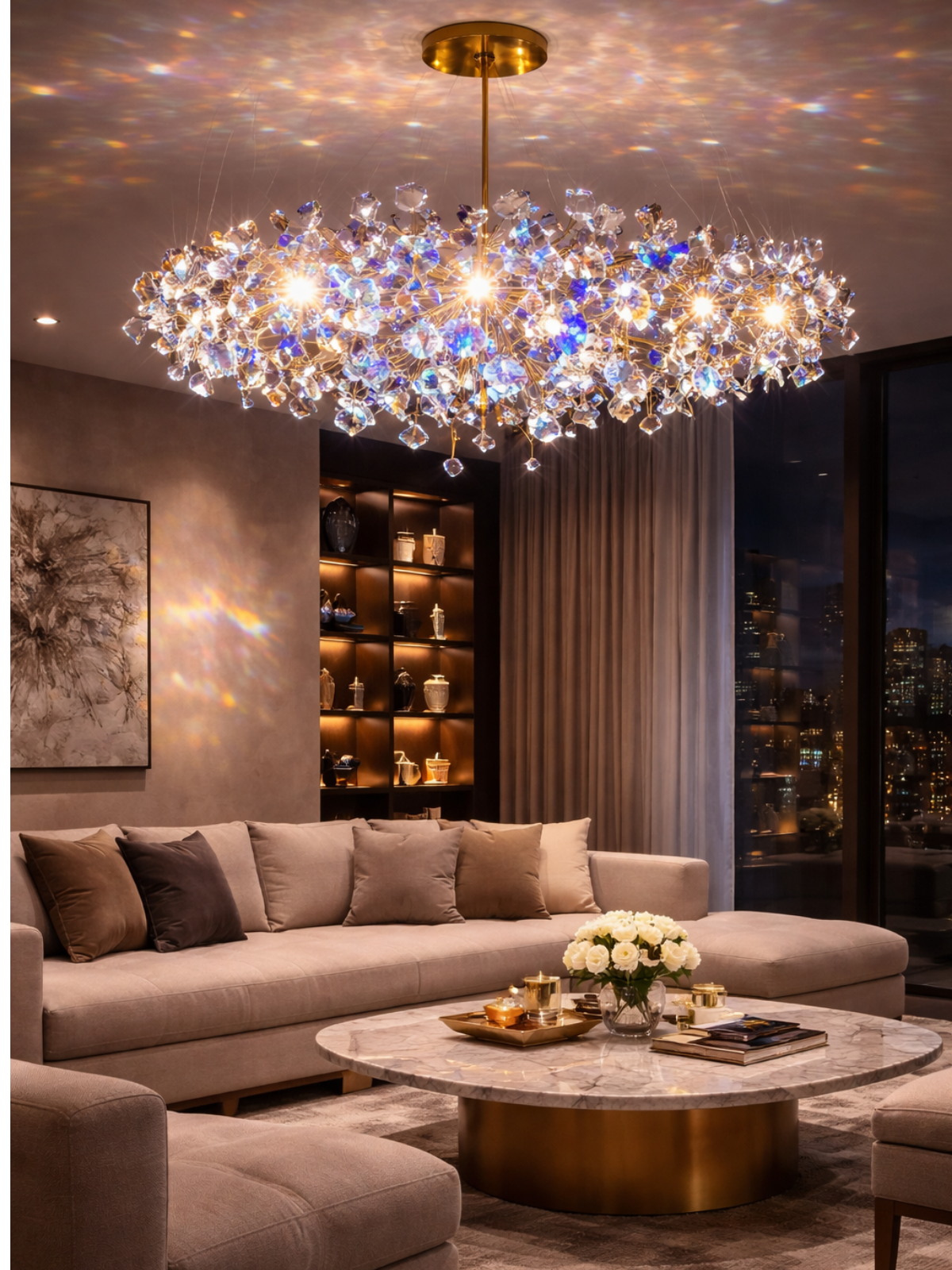 Fractured Prism Chandelier – Luxury Rainbow Crystal Statement Light