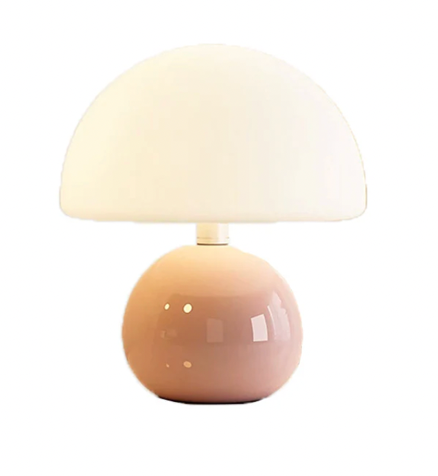 French Cream Mushroom Lamp – Whimsical Bauhaus Accent