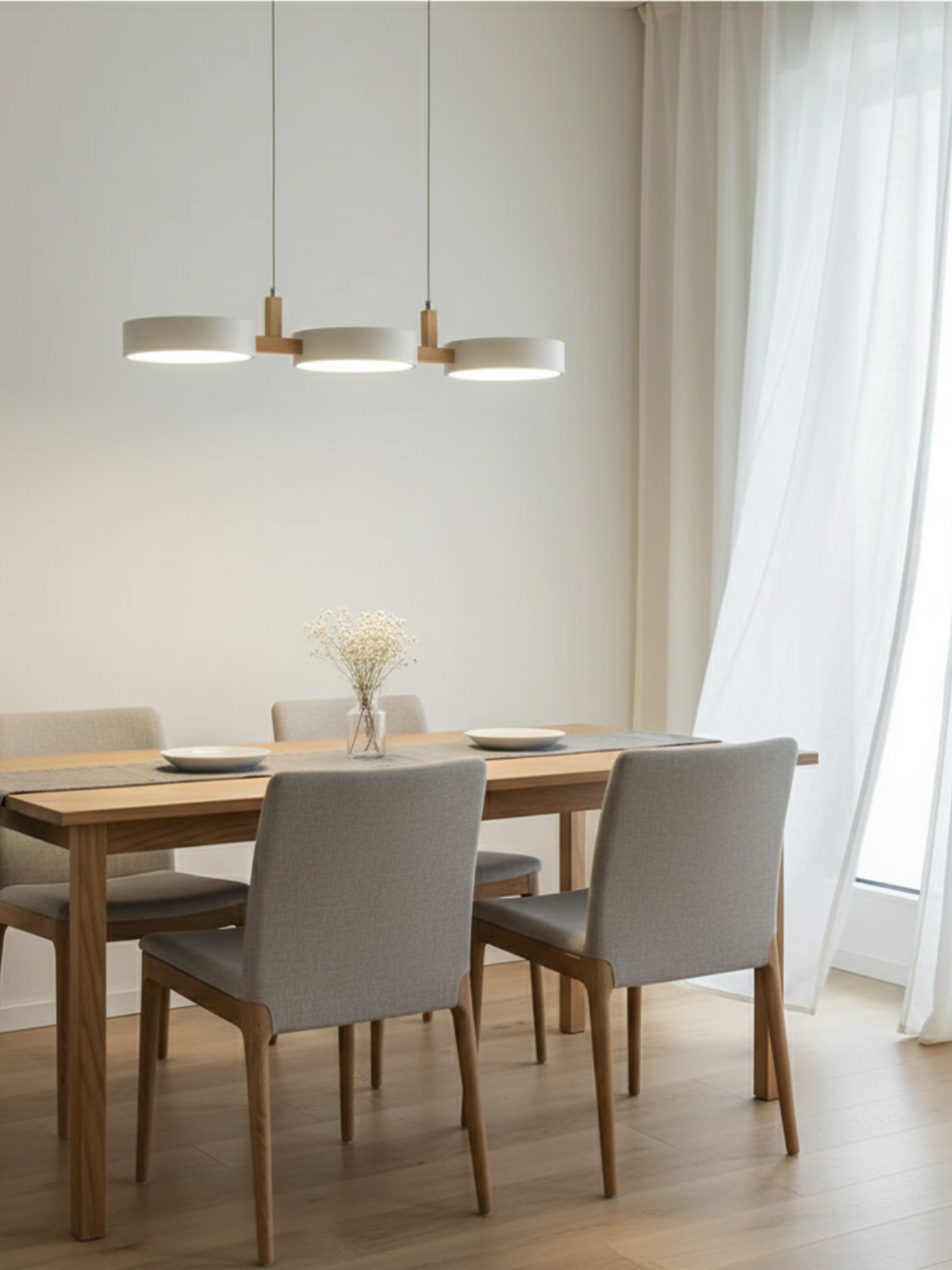 Modern LED Flush Mount Ceiling Light (Wood Accent)