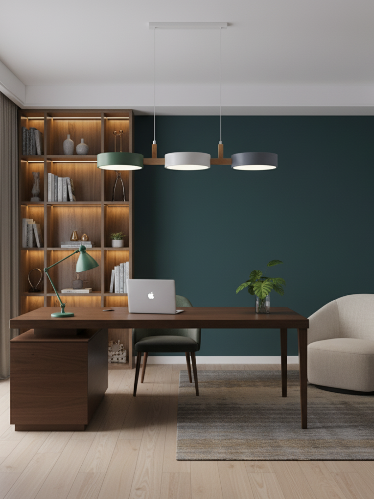 Modern LED Flush Mount Ceiling Light (Wood Accent)