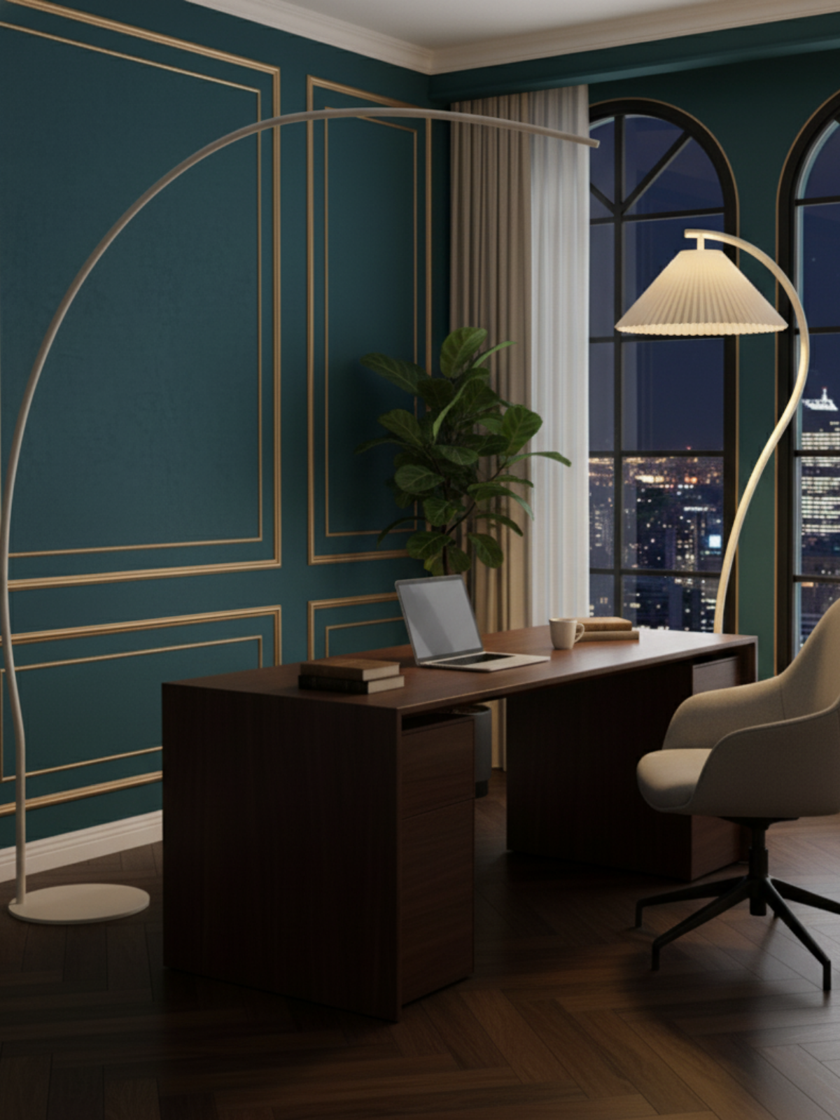 Modern Wood Curve Floor Lamp